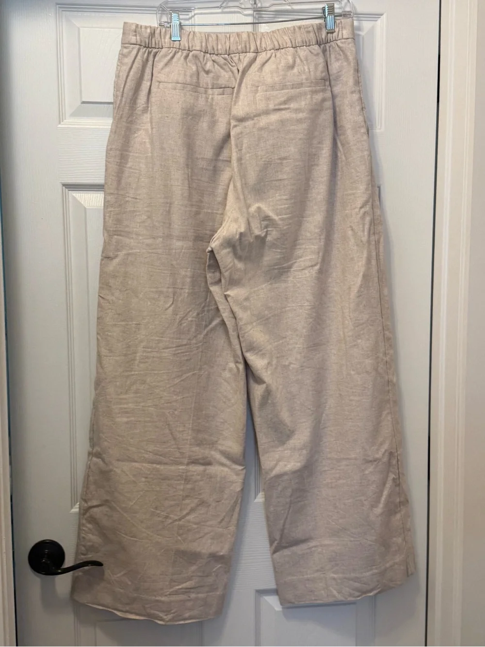 Banana Republic Hayden Neutral Beige Wide-Leg Linen Pants